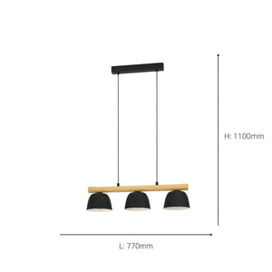 Eglo EU Sherburn 3 Set Pendant E27 Black Wood