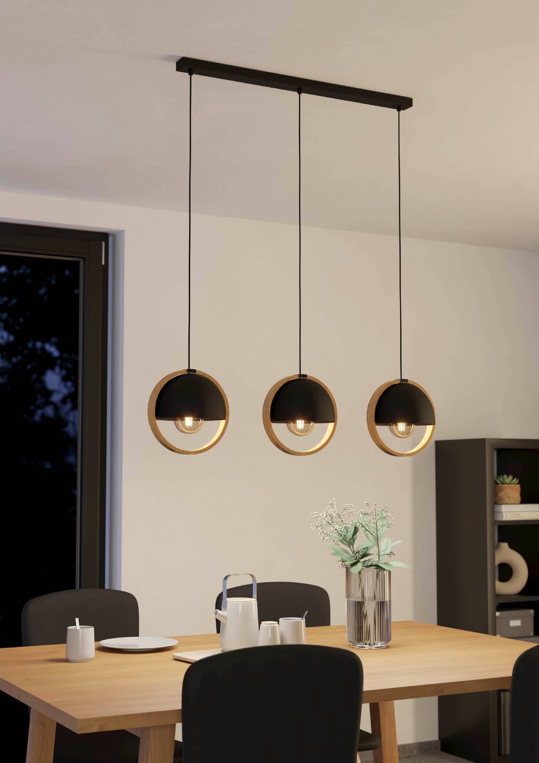 Eglo EU Albaraccin Gold Coloured & Steel Modern  3-Light Pendant