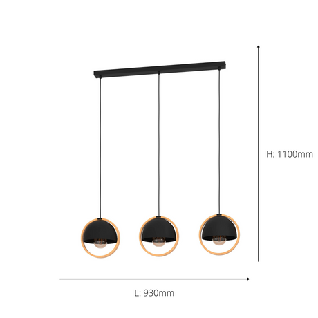 Eglo EU Callow Black 3 light Pendant