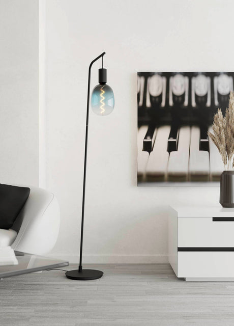 Eglo EU CRANLEY Vintage Floor Lamp – Black Steel, E27 Fitting, Foot Switch