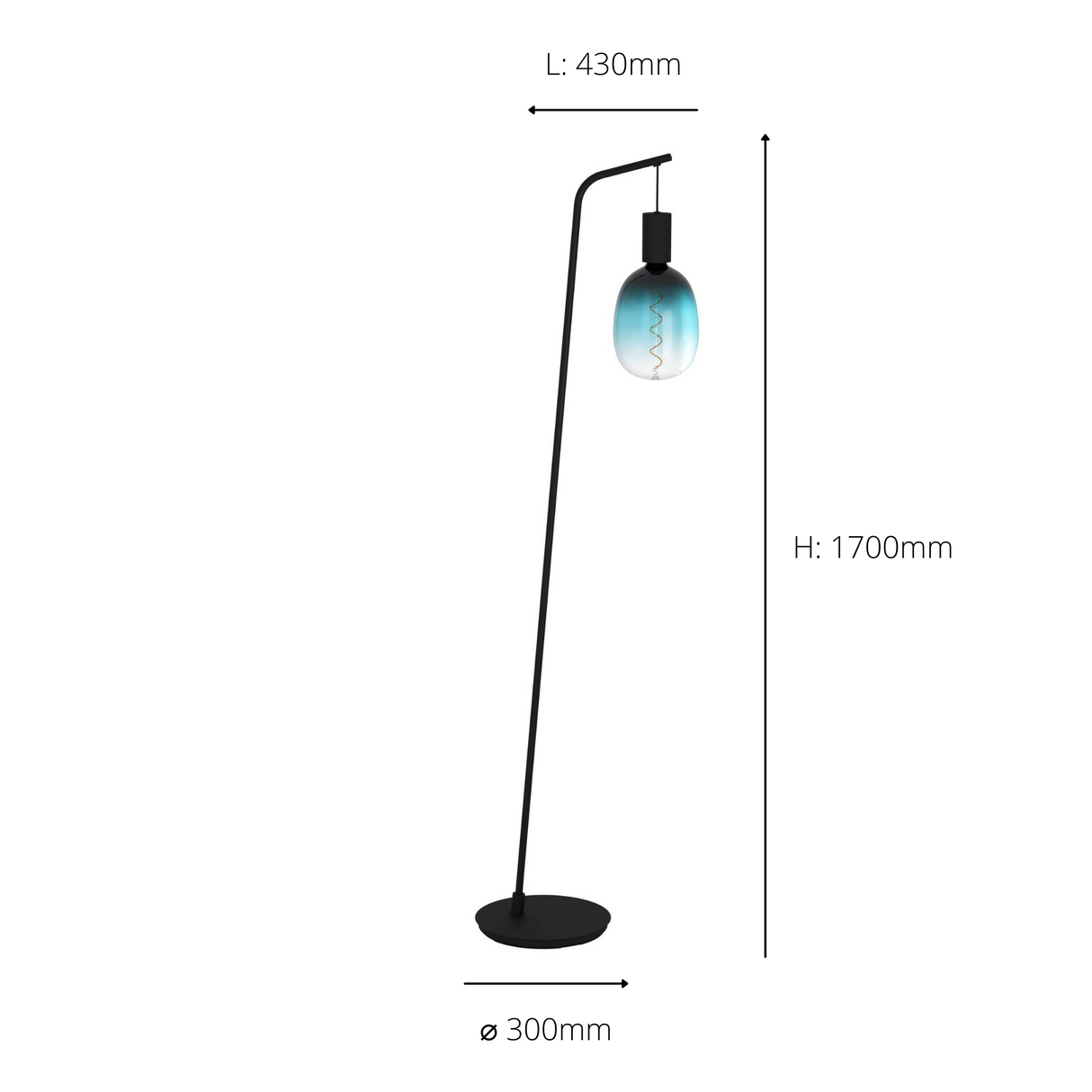 Eglo EU CRANLEY Vintage Floor Lamp – Black Steel, E27 Fitting, Foot Switch