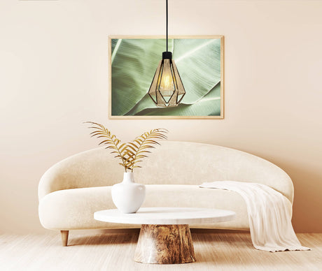 Eglo EU ADWICKLE Pendant Light – Black Steel, Natural Fabric Shade, E27, Vintage Indoor Pendant Lighting
