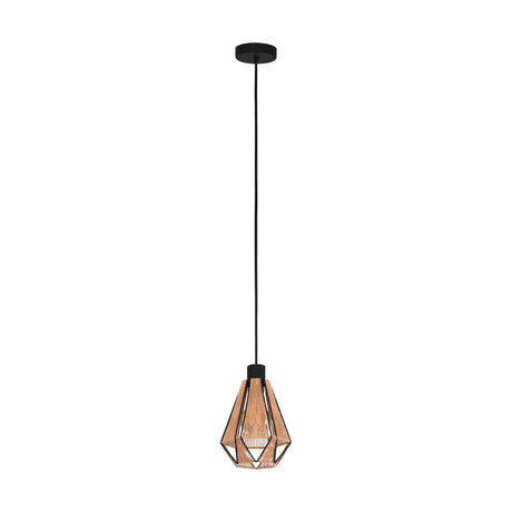 Eglo EU ADWICKLE Pendant Light – Black Steel, Natural Fabric Shade, E27, Vintage Indoor Pendant Lighting