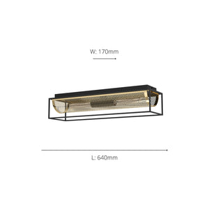Eglo EU Nohales Ceiling Light Black Steel Frame with Brass Vintage Steel Bar, E27 Lamp Holders (640mm)