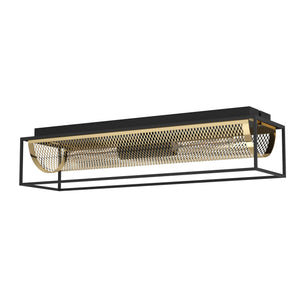 Eglo EU Nohales Ceiling Light Black Steel Frame with Brass Vintage Steel Bar, E27 Lamp Holders (640mm)