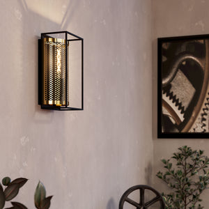 Eglo EU NOHALES Wall Light – Vintage Black & Brass Steel, E27, Indoor Lighting