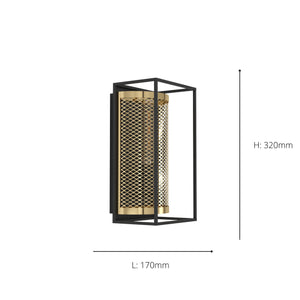 Eglo EU NOHALES Wall Light – Vintage Black & Brass Steel, E27, Indoor Lighting