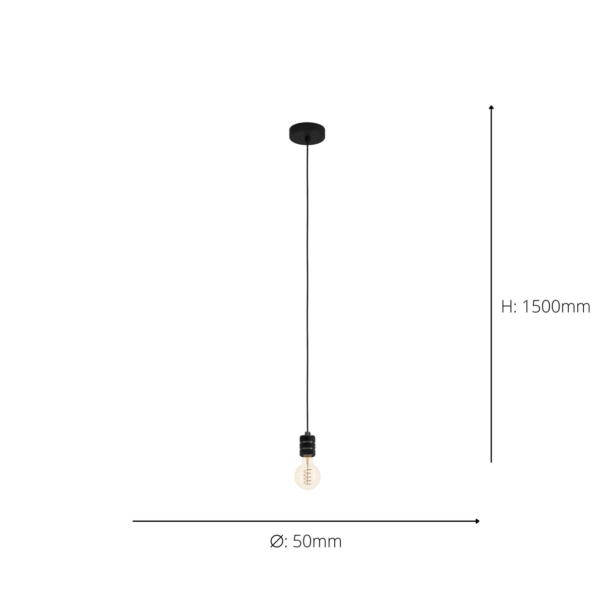 Eglo EU Single Pendant Light E27 Black YORTH