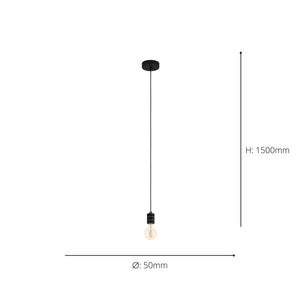 Eglo EU Single Pendant Light E27 Black YORTH