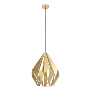 Eglo EU Carlton Single Pendant Light E27 Gold