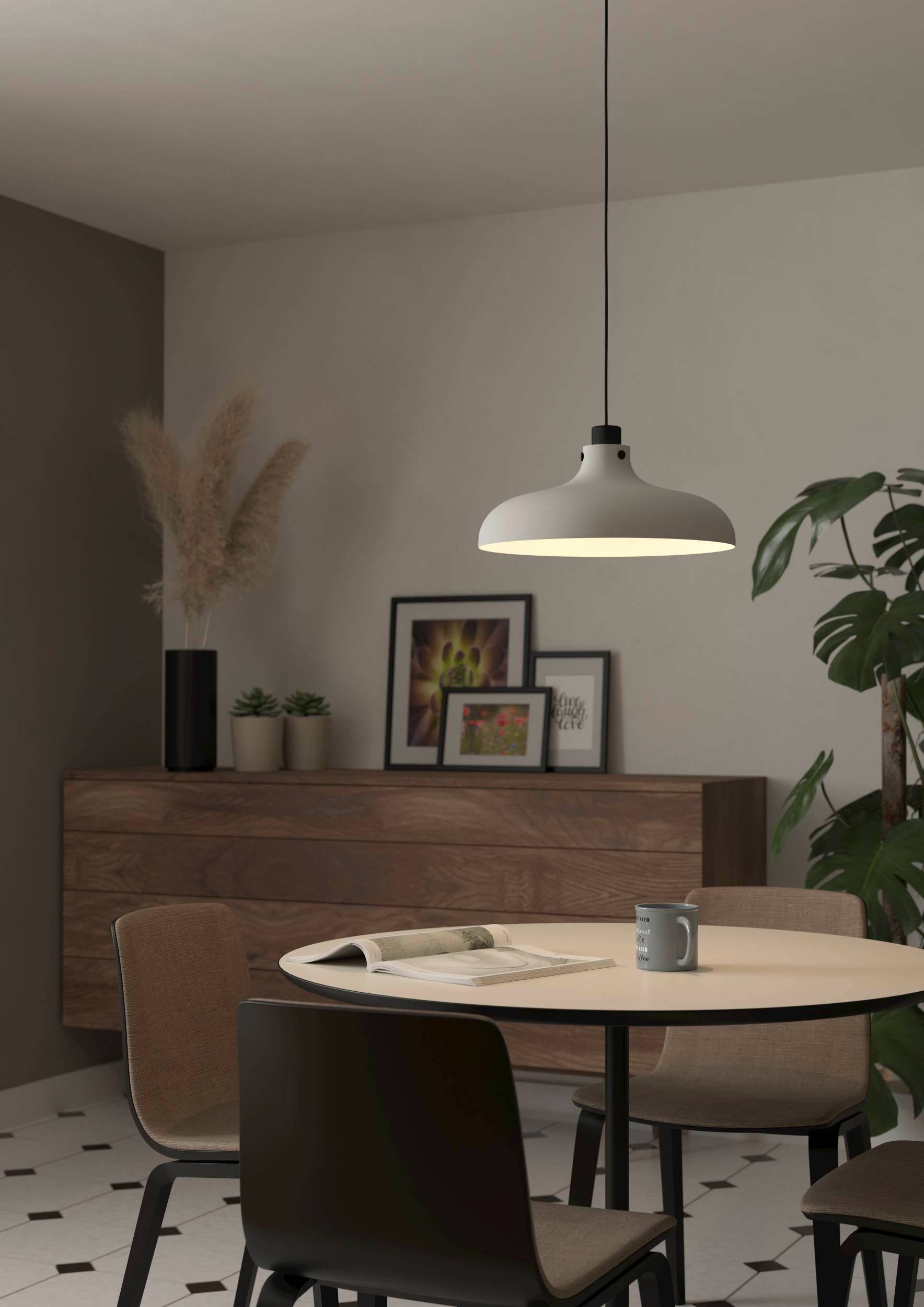 Eglo EU Belgrave Black Steel & White Paper Contemporary Floor Lamp
