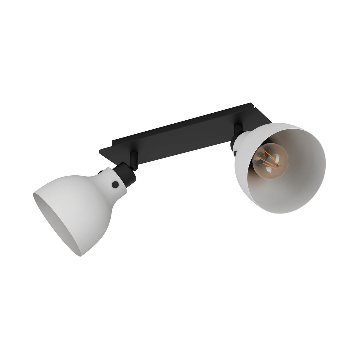 Eglo EU Matlock Dual Ceiling Spotlight Grey Conical Steel Shades and Black Bar Mount