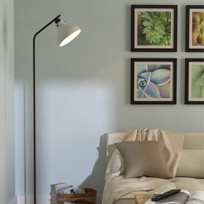 Eglo EU Matlock Floor Lamp Grey Conical Steel Shade with Round Black Base