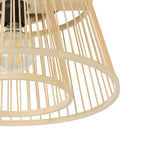 Eglo EU Hykeham Ceiling Light Black Steel & Natural Wood Slatted Drum Shade product image - Endon Lighting from First Light Direct with great prices and fast UK delivery