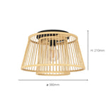 Eglo EU Hykeham Ceiling Light Black Steel & Natural Wood Slatted Drum Shade product image - Endon Lighting from First Light Direct with great prices and fast UK delivery