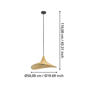Eglo EU Haxey Natural Wicker Contemporary Pendant Light