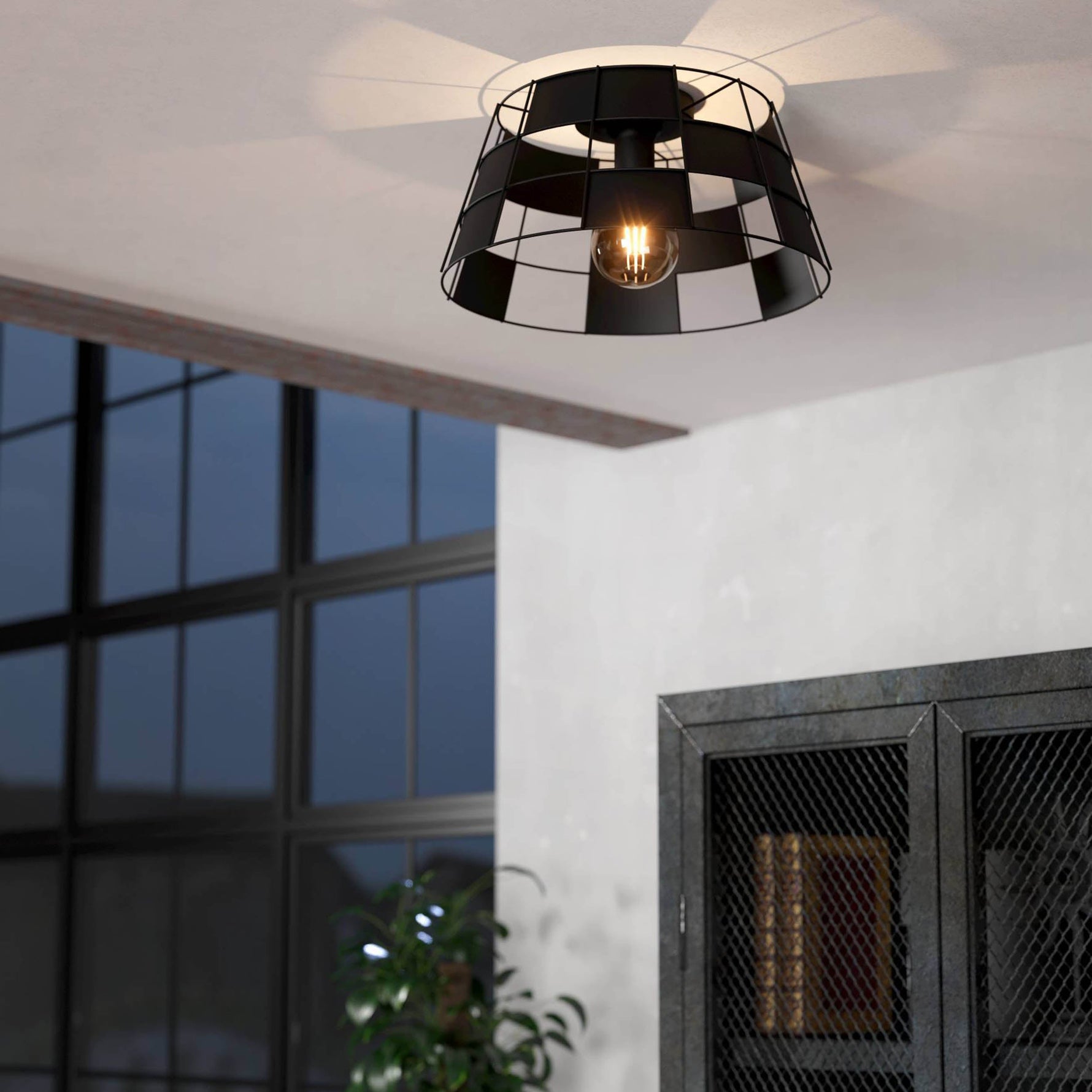 Eglo EU Pozello Table Lamp Black Steel Base with Exposed Bulb