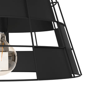 Eglo EU PONTEFRACT Pendant Light – Black Steel, E27, Vintage Industrial Indoor Pendant Lighting