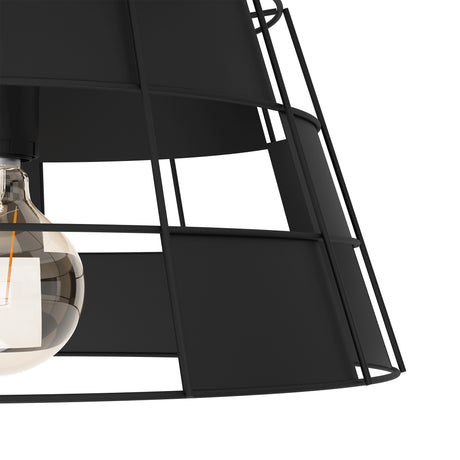 Eglo EU PONTEFRACT Pendant Light – Black Steel, E27, Vintage Industrial Indoor Pendant Lighting