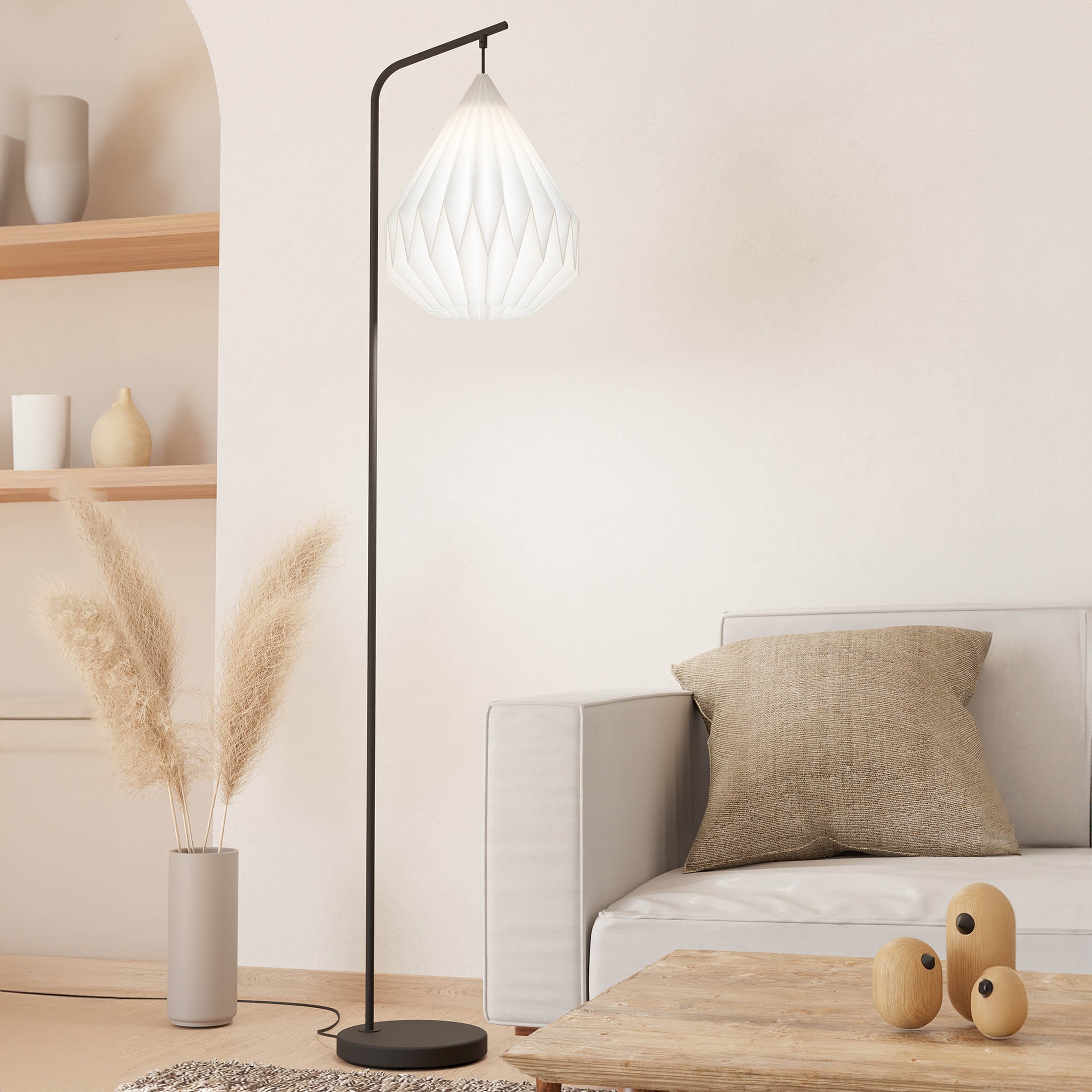 Eglo EU Minting Pendant Light White Paper Shade with Black Steel Mount, E27