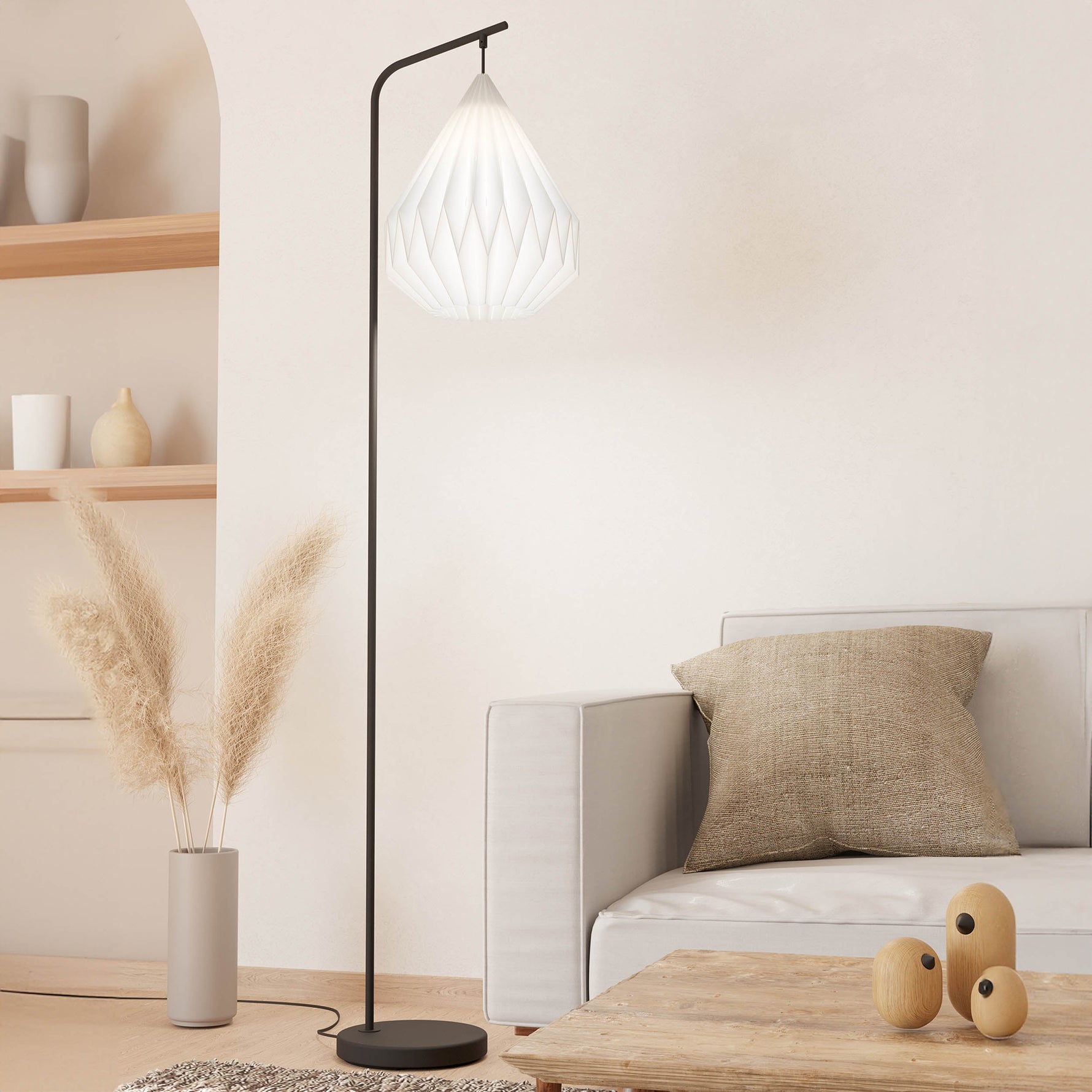 Eglo EU Minting Pendant Light White Paper Shade with Black Steel Mount, E27