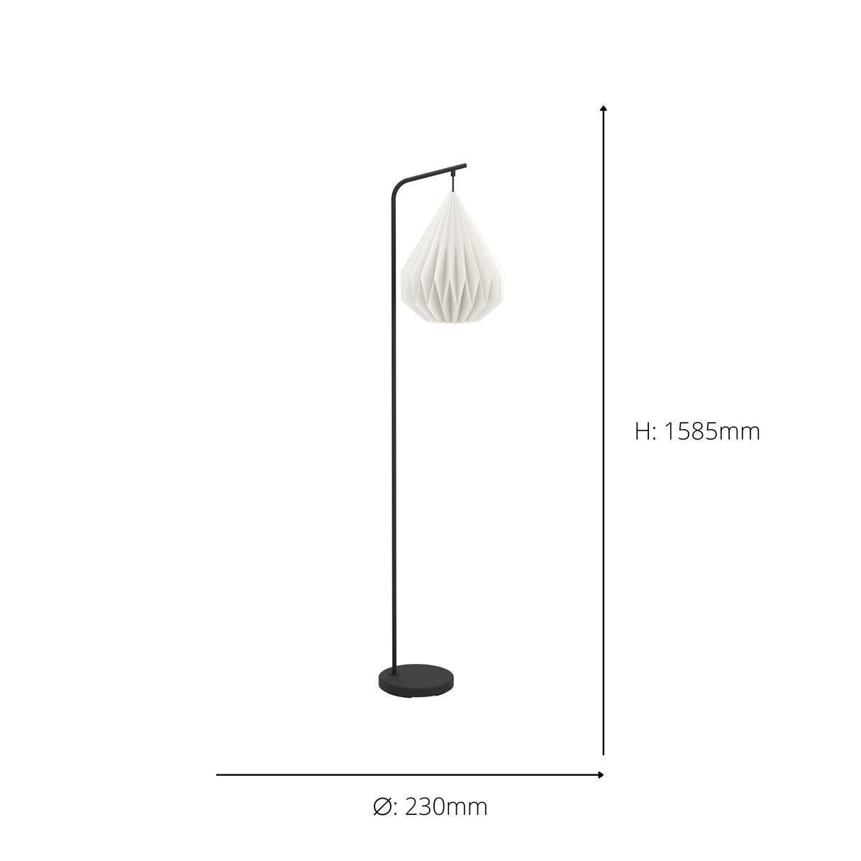 Eglo EU Minting Floor Lamp White Paper Shade with Black Steel Base, E27