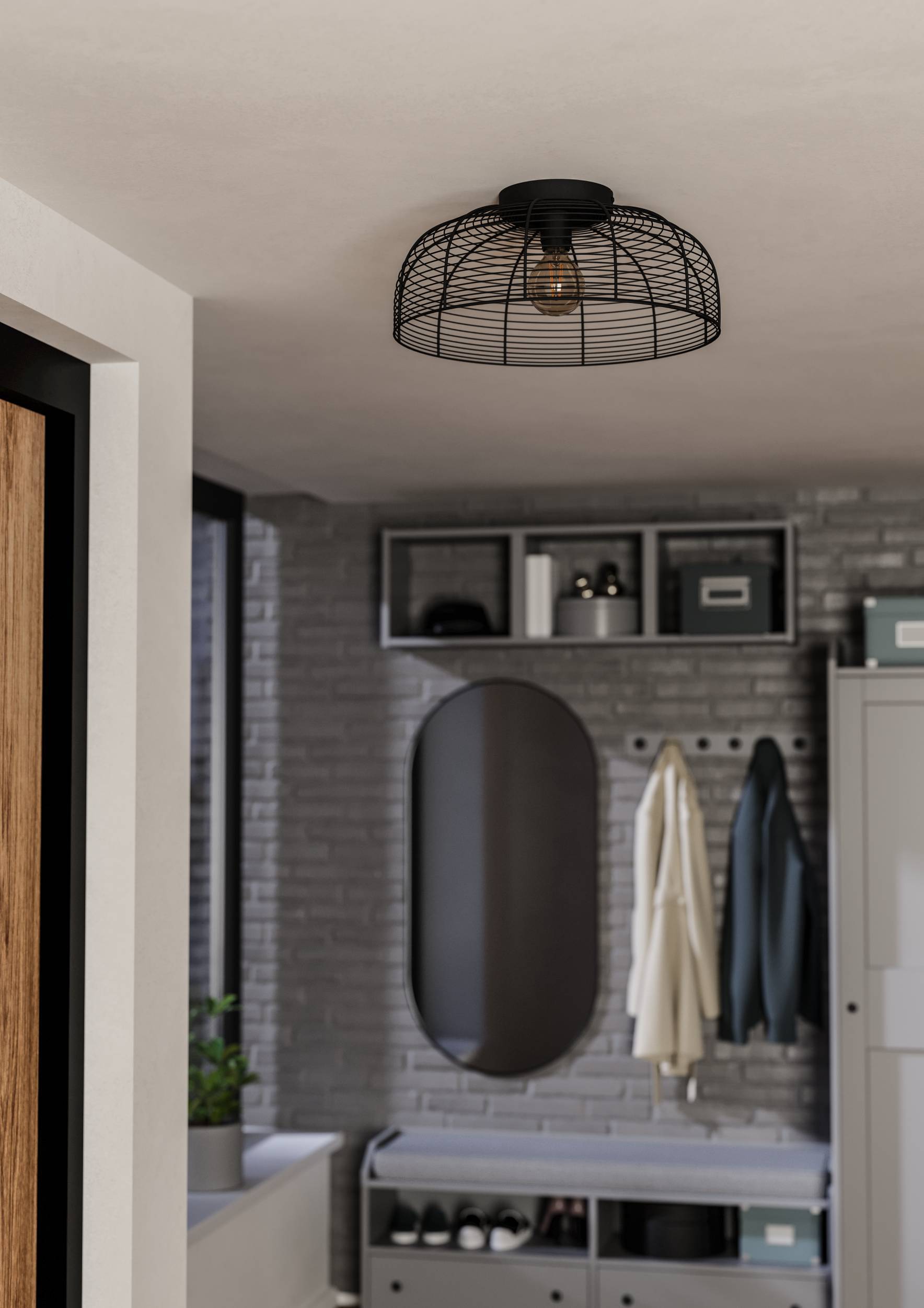 Eglo EU Rinroe Black Steel Wire Ceiling Light product image - Endon Lighting from First Light Direct with great prices and fast UK delivery