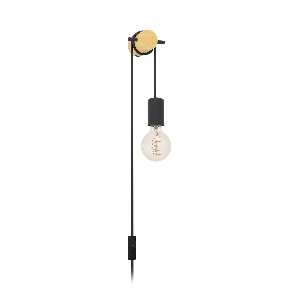 Eglo EU Buddon Wood & Steel Industrial Design Wall Light