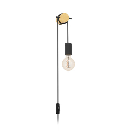 Eglo EU Buddon Wood & Steel Industrial Design Wall Light