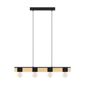Eglo EU Bailrigg Steel & Wood Industrial Style Pendant