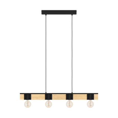 Eglo EU Bailrigg Steel & Wood Industrial Style Pendant