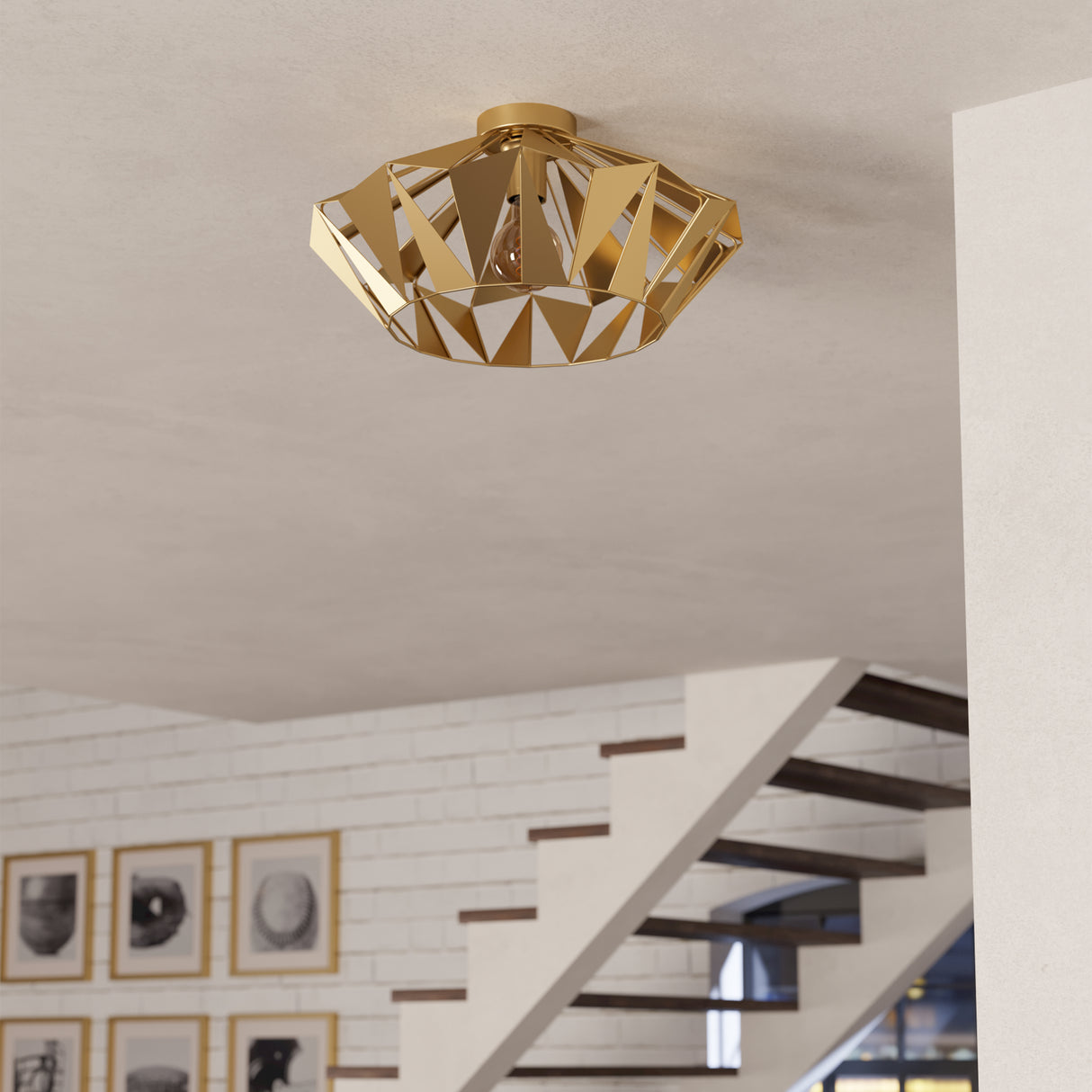 Eglo EU Carlton Gold-Coloured Steel Industrial Ceiling Light