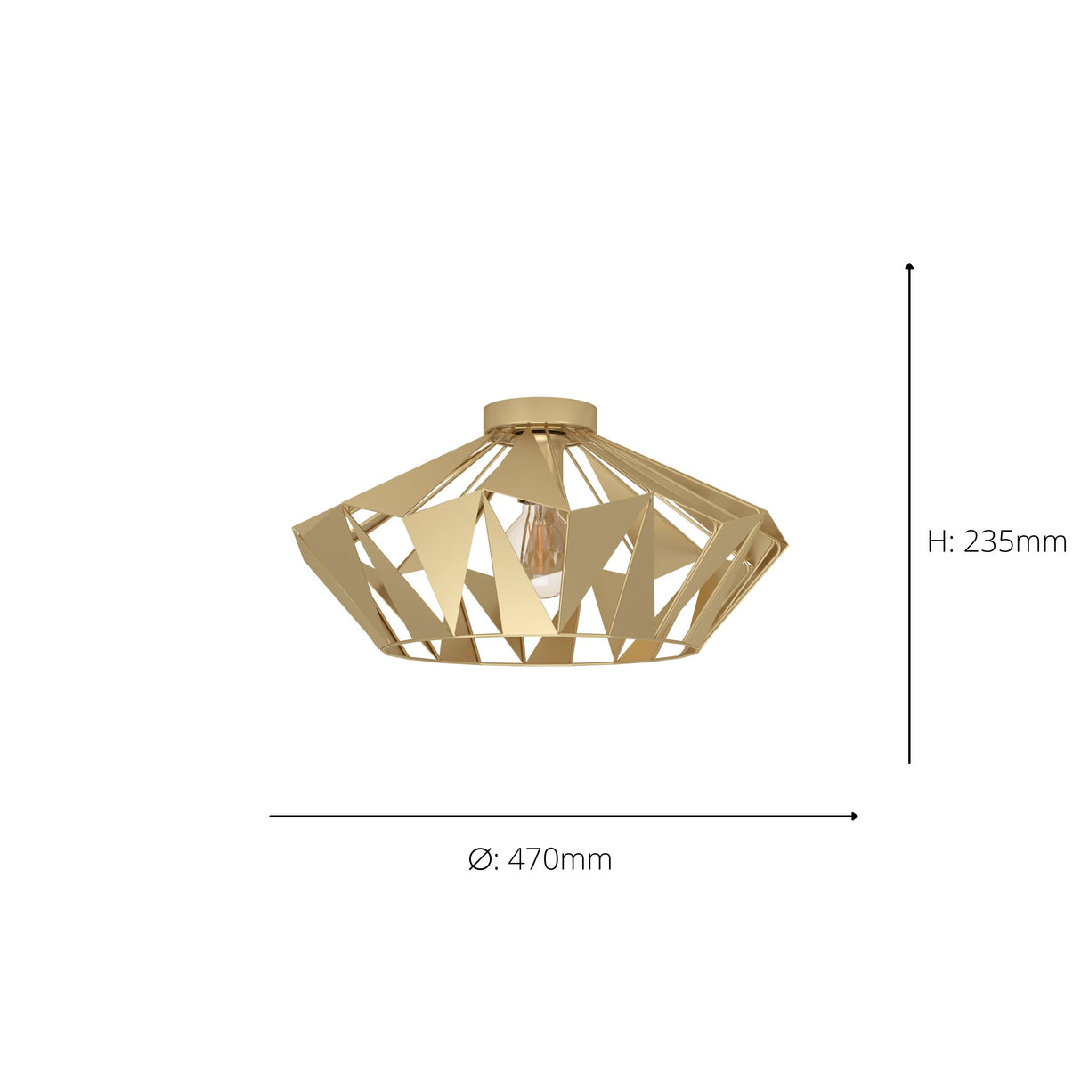 Eglo EU Carlton Gold-Coloured Steel Industrial Ceiling Light
