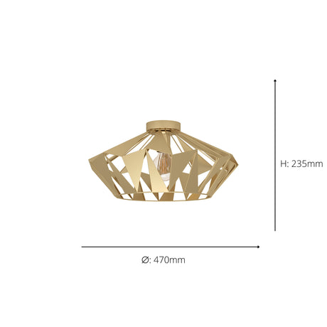 Eglo EU Carlton Gold-Coloured Steel Industrial Ceiling Light