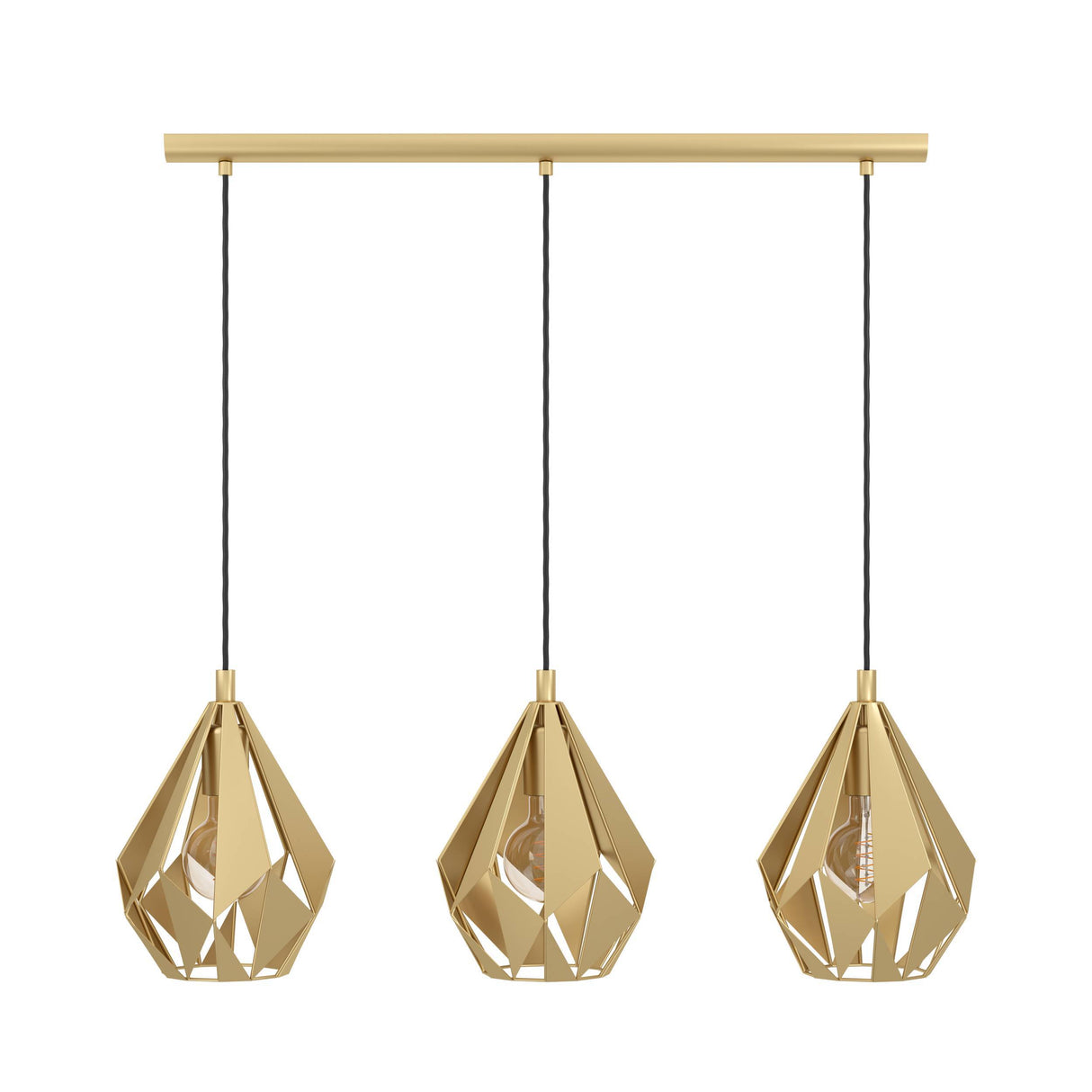 Eglo EU Carlton Gold-Coloured Steel Industrial 3-Light Pendant