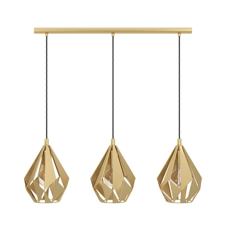 Eglo EU Carlton Gold-Coloured Steel Industrial 3-Light Pendant