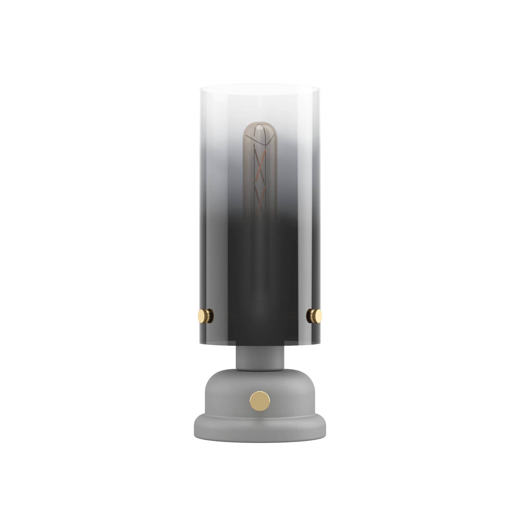 Eglo EU Gargrave Vintage Table Lamp Grey & Brushed Brass Steel with Smoked Glass Shade, E27