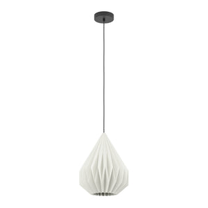 Eglo EU MINTING Pendant Ceiling Light – Black Steel with White Paper Shade, E27, Height Adjustable, Indoor Lighting