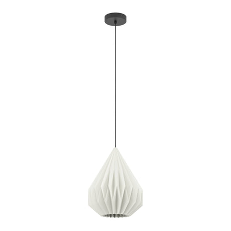 Eglo EU MINTING Pendant Ceiling Light – Black Steel with White Paper Shade, E27, Height Adjustable, Indoor Lighting
