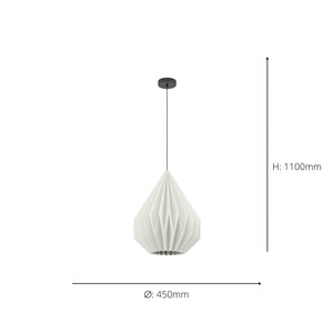 Eglo EU Minting Pendant Light White Paper Shade with Black Steel Mount, E27