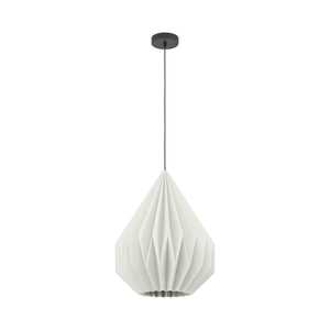 Eglo EU Minting Pendant Light White Paper Shade with Black Steel Mount, E27