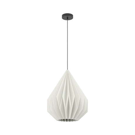 Eglo EU Minting Pendant Light White Paper Shade with Black Steel Mount, E27