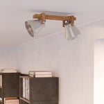 Eglo EU Cawton Industrial Wood and Steel 2-Light Spotlight product image - Endon Lighting from First Light Direct with great prices and fast UK delivery