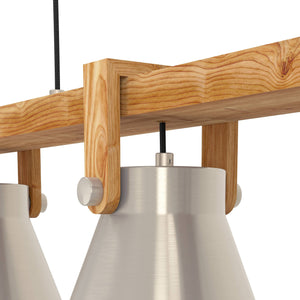 Eglo EU Cawton Industrial Wood and Steel 3-Light Pendant