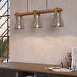 Eglo EU Cawton Industrial Wood and Steel 3-Light Pendant 