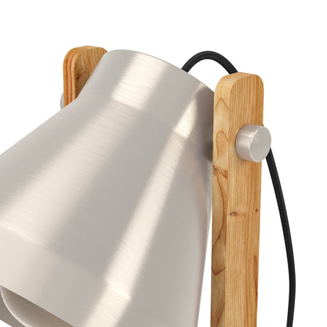 Eglo EU Cawton Table Lamp with an Adjustable Steel Shade & Rustic Brown Wood Accents
