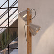 Eglo EU Cawton Industrial Wood and Steel 2-Light Floor Lamp
