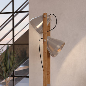 Eglo EU Cawton Industrial Wood and Steel 2-Light Floor Lamp
