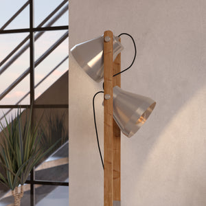 Eglo EU Cawton Industrial Wood and Steel 2-Light Floor Lamp