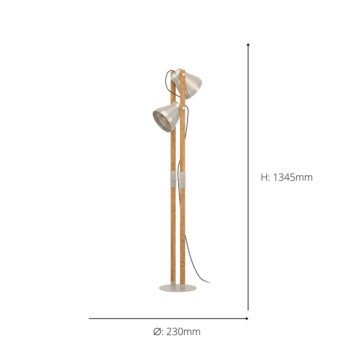 Eglo EU Cawton Industrial Wood and Steel 2-Light Floor Lamp